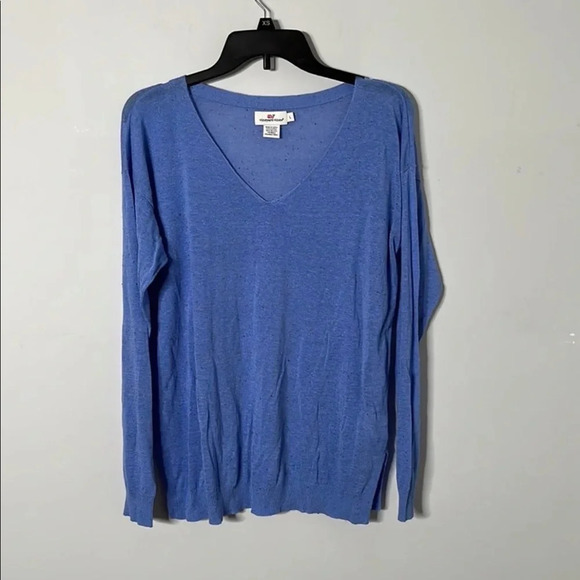 Vineyard Vines Blue V-neck Confetti Jersey Sweater - Picture 1 of 4